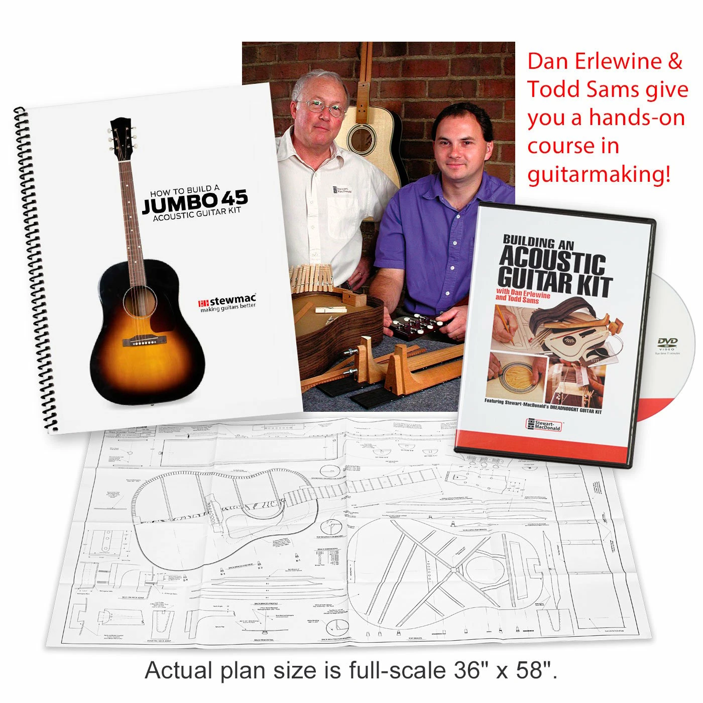 Jumbo-45 Acoustic Guitar Kit With Torrefied Red Spruce And Mahogany - 080 - StewMac - Image 6