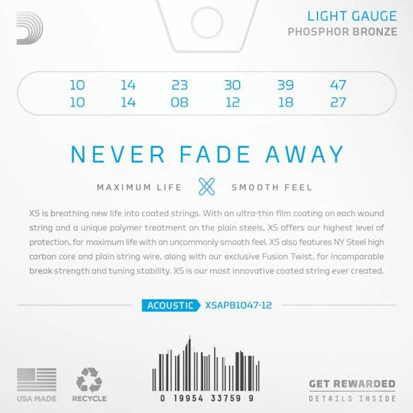 D'Addario XS Phosphor Bronze 12-string Acoustic Guitar Strings - StewMac - Image 2