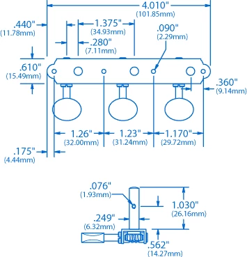 Waverly 3-On-Plate Guitar Tuners With Mother Of Pearl Knobs For Slotted Pegheads - StewMac - Image 2