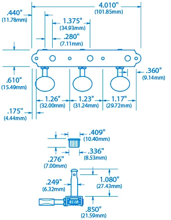 Waverly 3-On-Plate Guitar Tuners With Ebony Knobs For Solid Pegheads - StewMac - Image 2