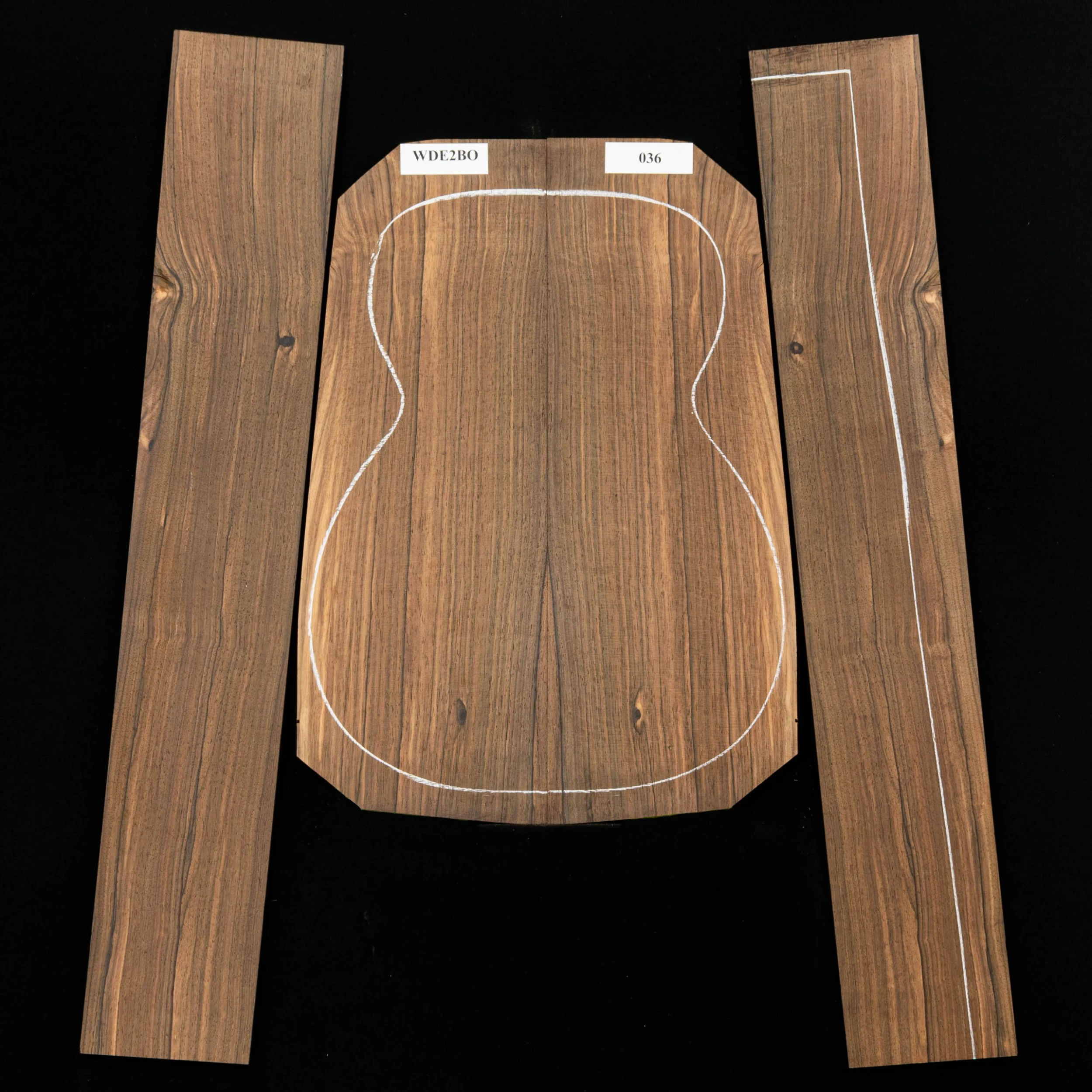 Malaysian Blackwood Back + Side Set, Unsanded - 036 - StewMac