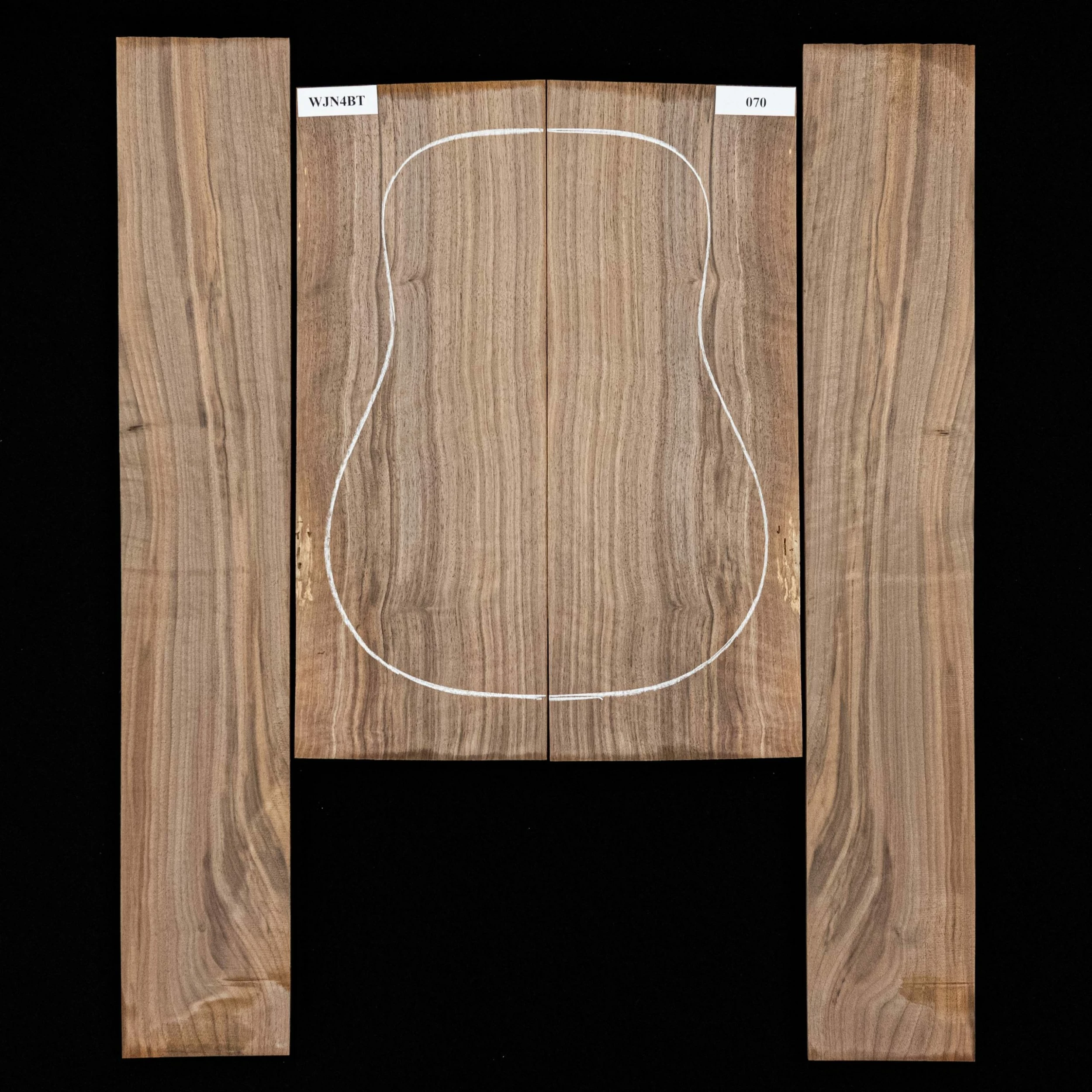 Flame Black Walnut Back + Side Set - 070 - StewMac