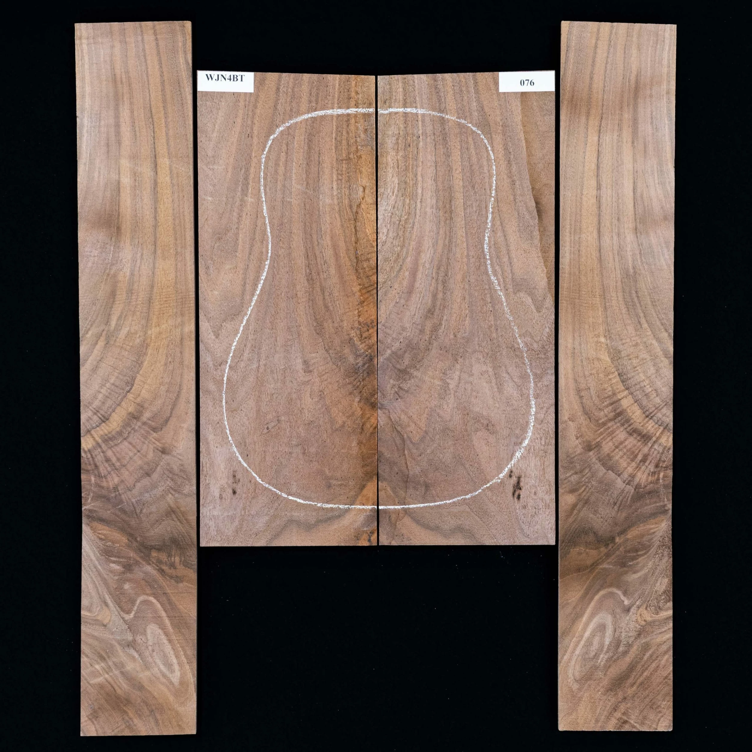 Flame Black Walnut Back + Side Set - 076 - StewMac