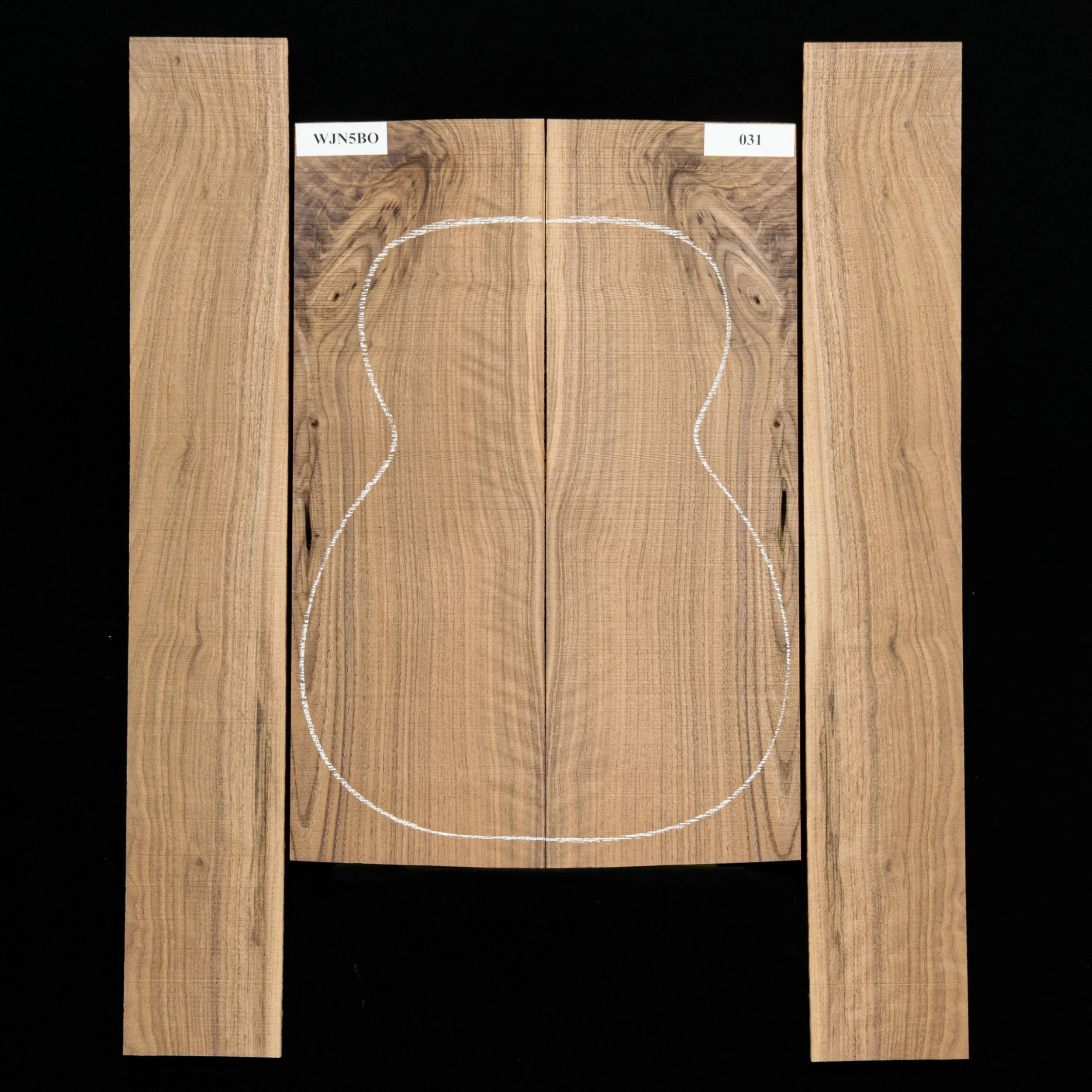 Flame Black Walnut Back + Side Set, Unsanded - 031 - StewMac