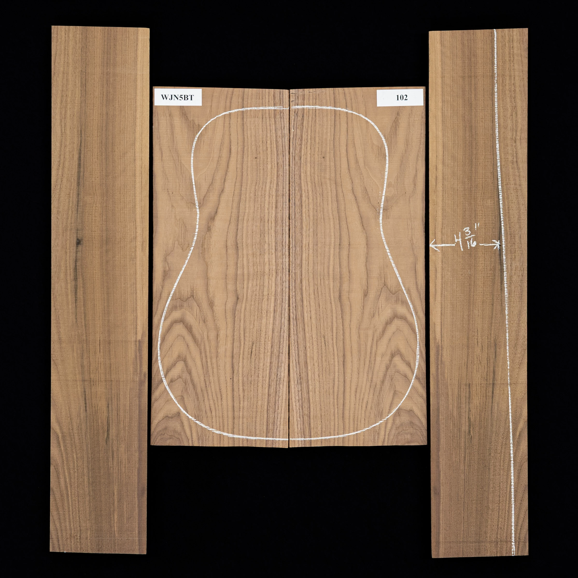 Flame Black Walnut Back + Side Set - 102 - StewMac