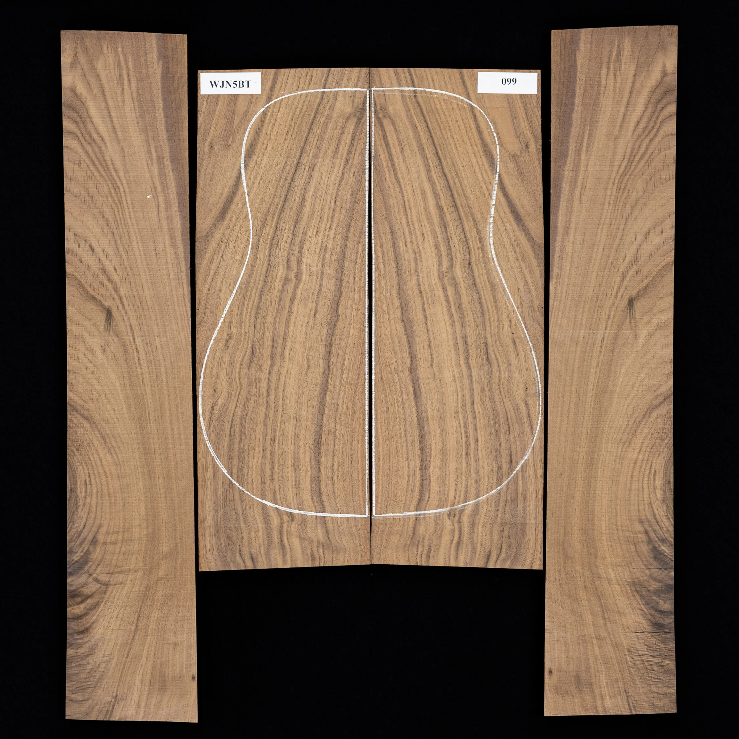 Flame Black Walnut Back + Side Set - 099 - StewMac